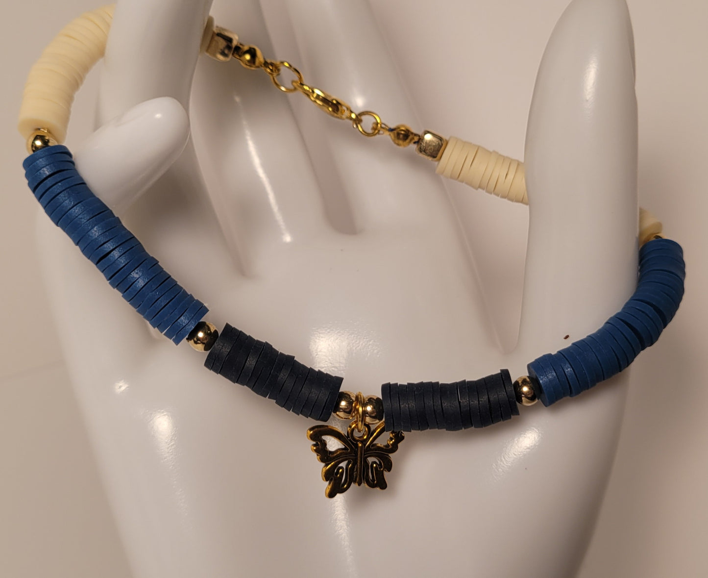 Navy Butterfly Charm Bracelet