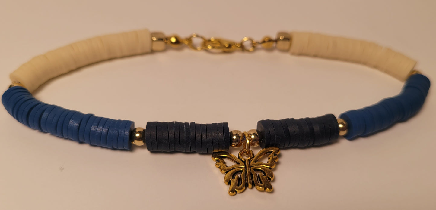 Navy Butterfly Charm Bracelet