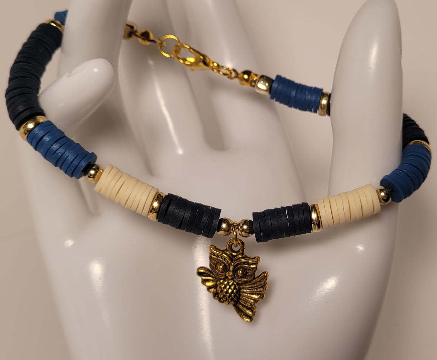 Navy Owl Charm Bracelet