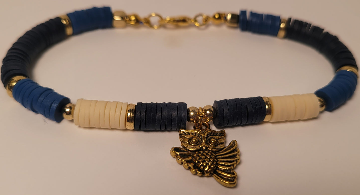 Navy Owl Charm Bracelet