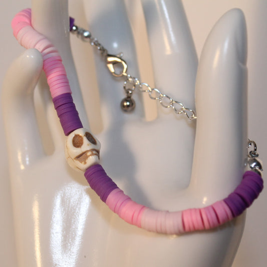 Purple Gradient Skull Charm Bracelet