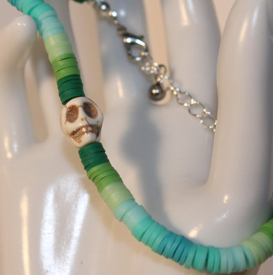 Green Gradient Skull Charm Bracelet