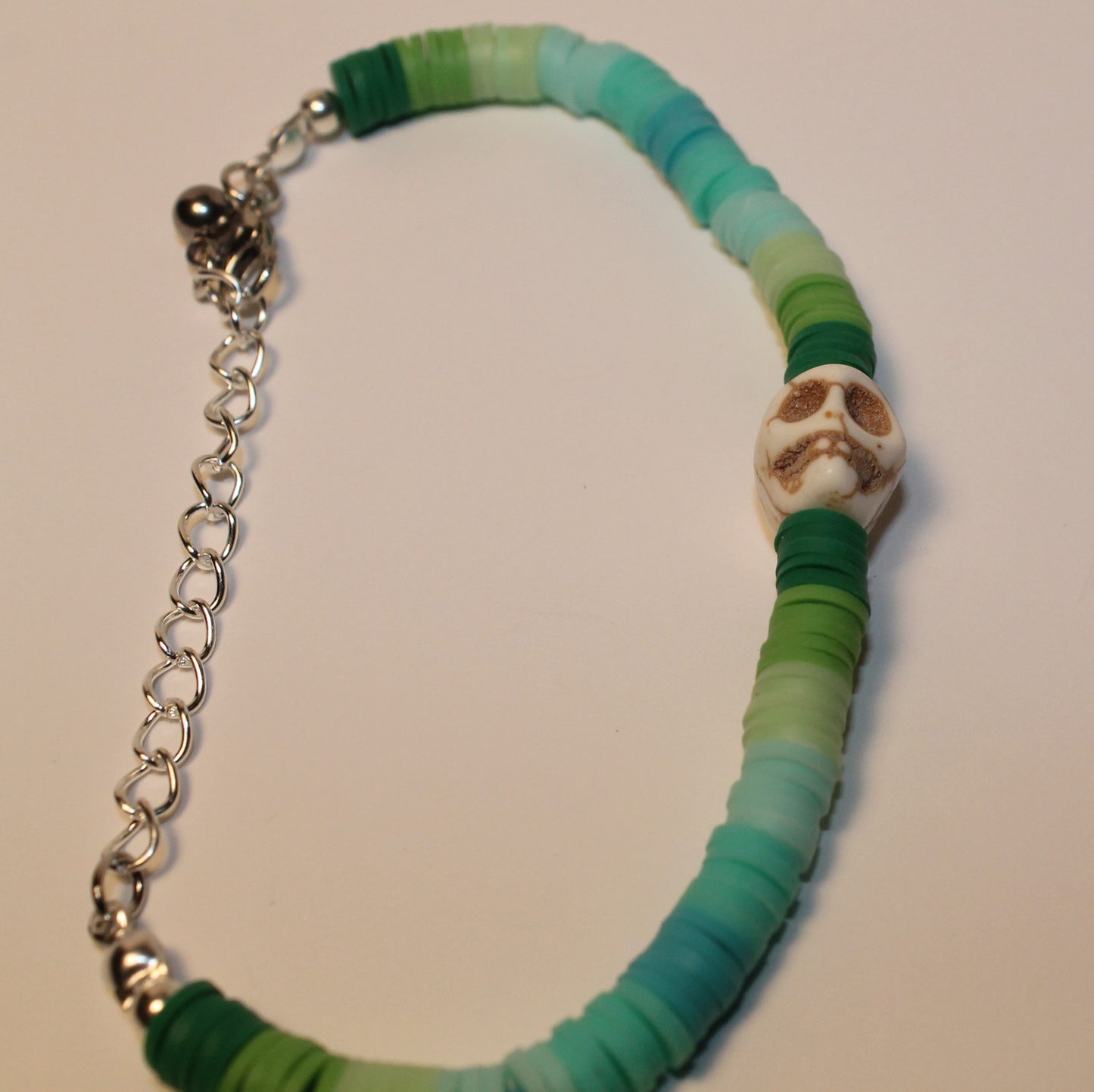 Green Gradient Skull Charm Bracelet