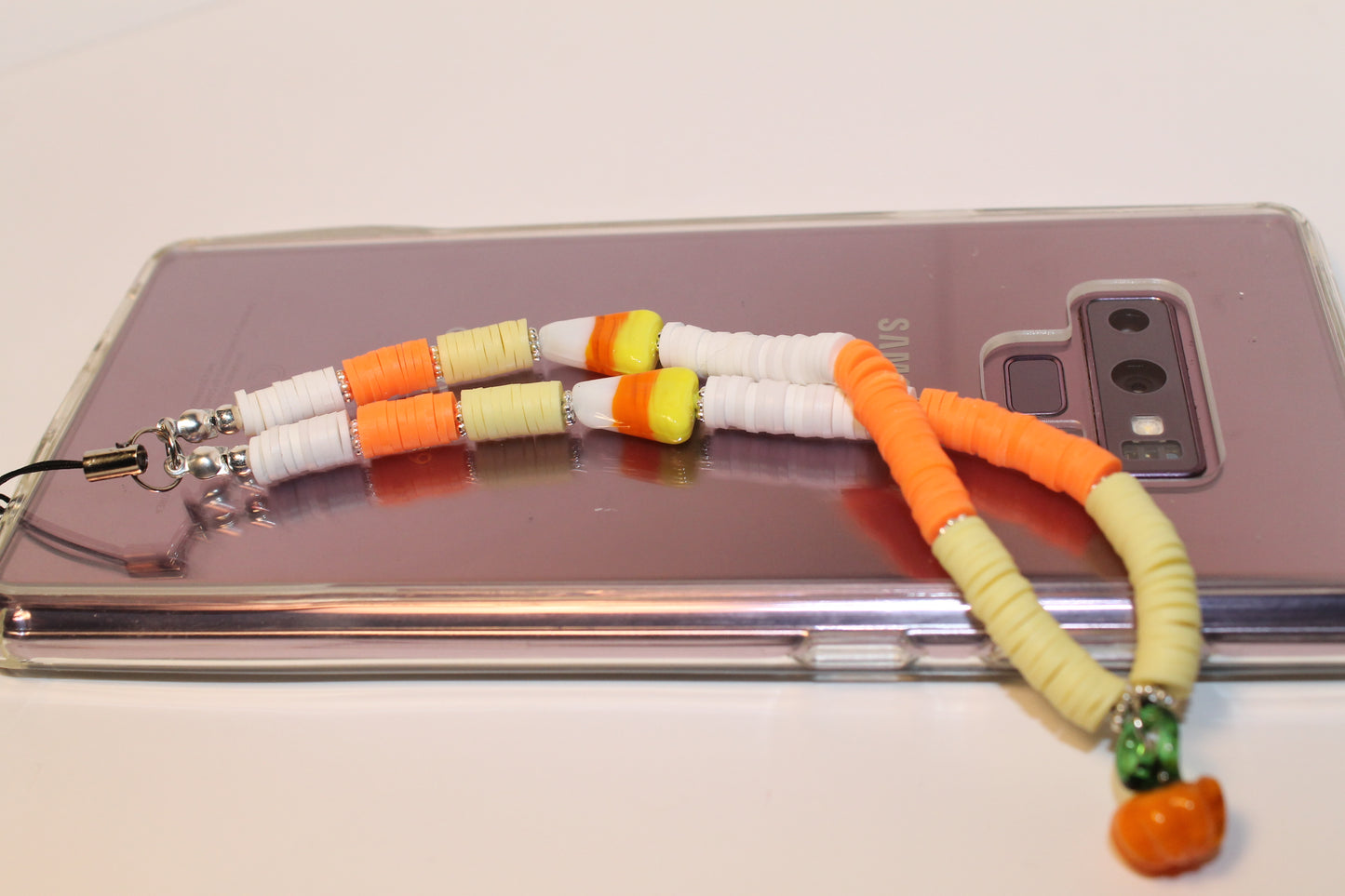 Candy Corn with Pumpkin Phone Strap