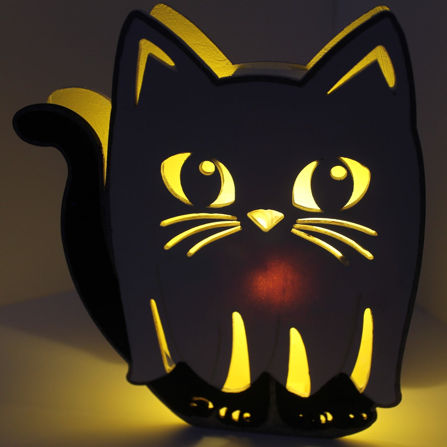 Black Ghost Cat Light-up Décor