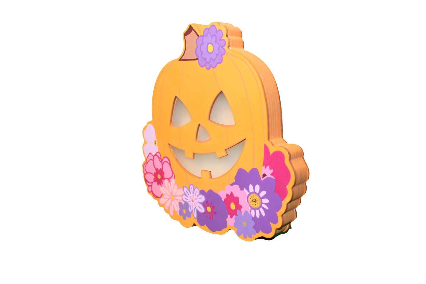 Jack-o-Lantern with Flowers Light-up Décor