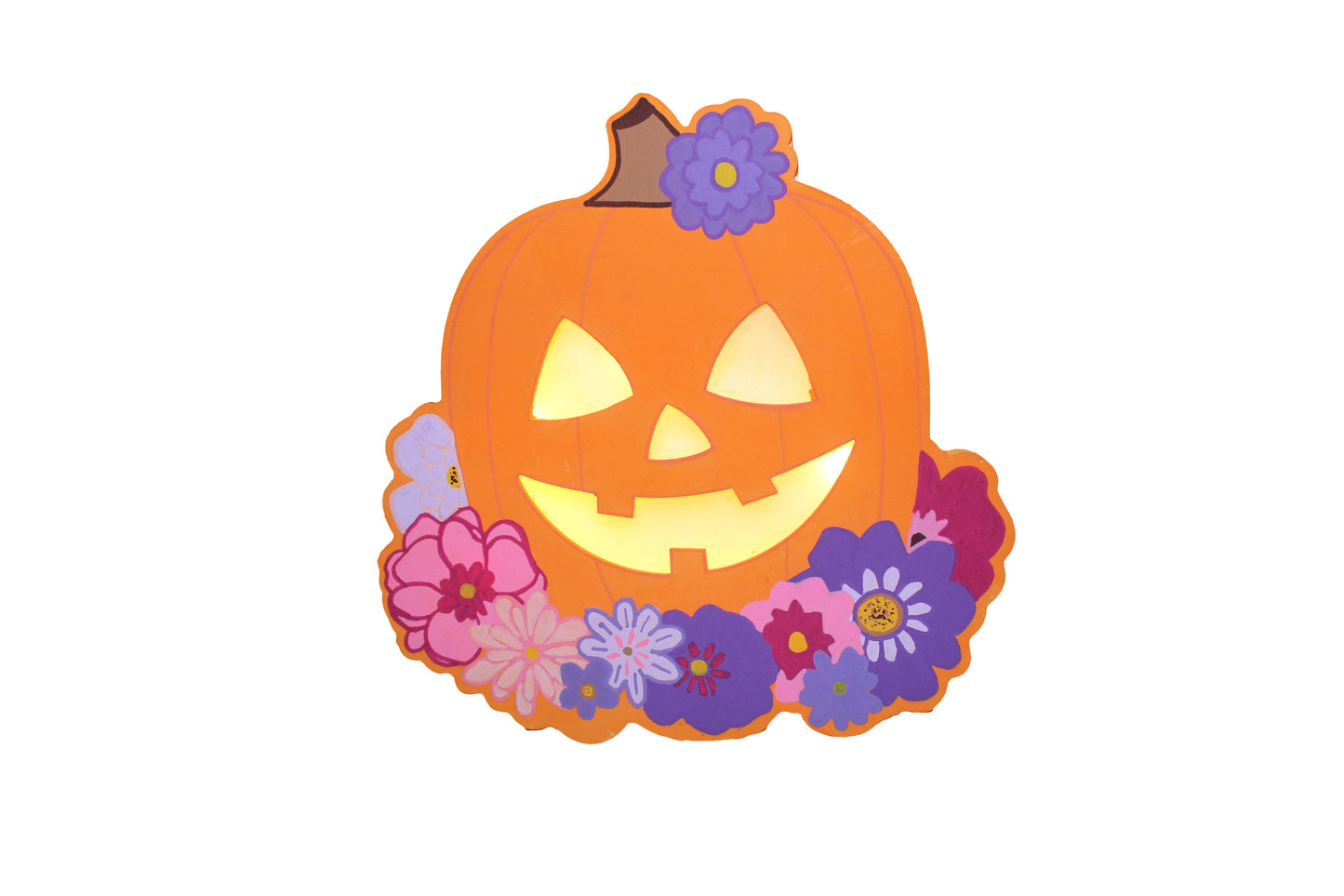 Jack-o-Lantern with Flowers Light-up Décor