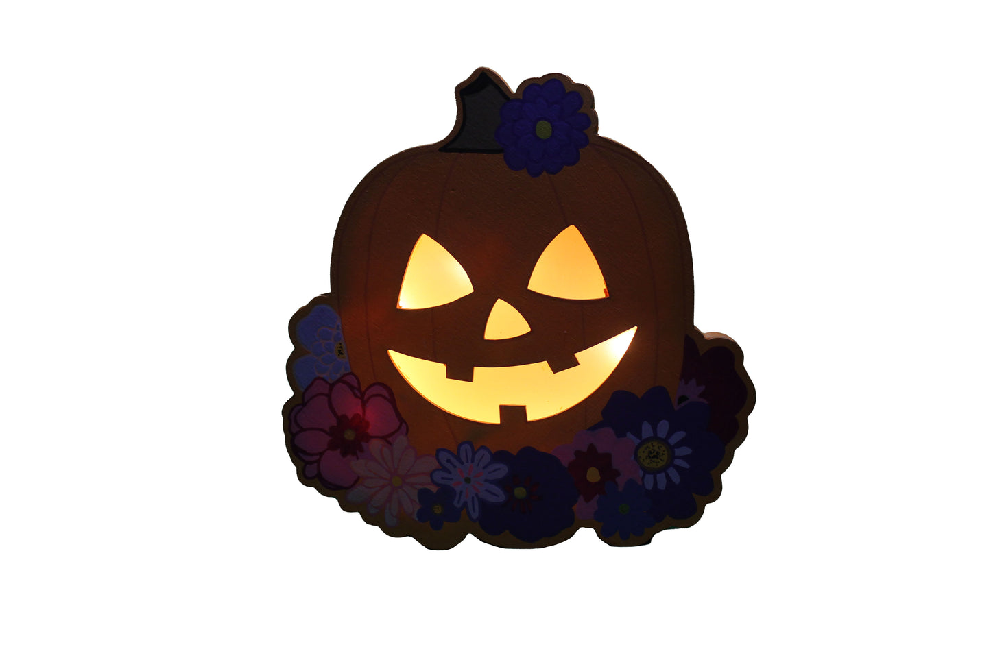 Jack-o-Lantern with Flowers Light-up Décor